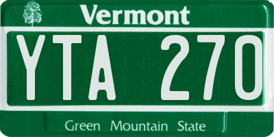 VT license plate YTA270
