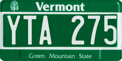 VT license plate YTA275
