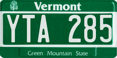 VT license plate YTA285