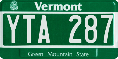VT license plate YTA287