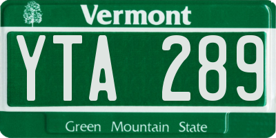 VT license plate YTA289
