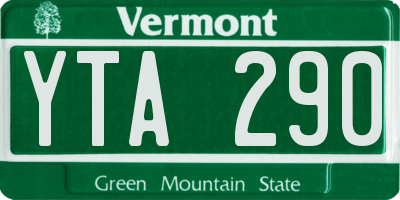 VT license plate YTA290