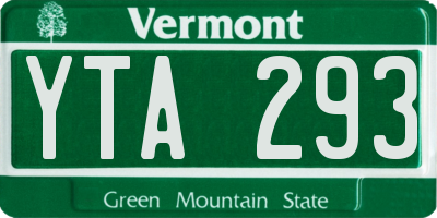 VT license plate YTA293