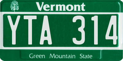 VT license plate YTA314