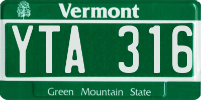 VT license plate YTA316