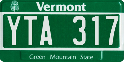 VT license plate YTA317