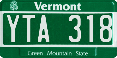 VT license plate YTA318