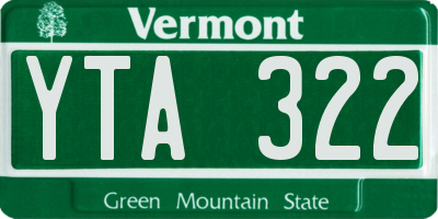 VT license plate YTA322