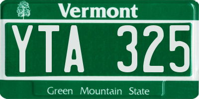 VT license plate YTA325