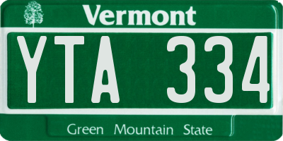 VT license plate YTA334