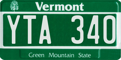 VT license plate YTA340