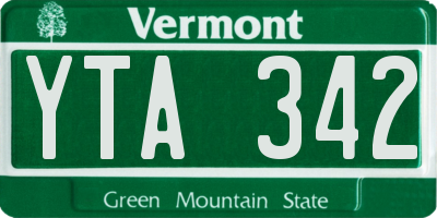 VT license plate YTA342