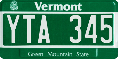 VT license plate YTA345