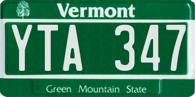 VT license plate YTA347