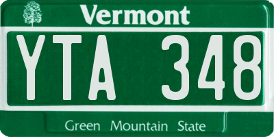 VT license plate YTA348