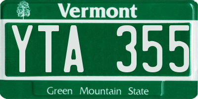 VT license plate YTA355