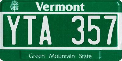 VT license plate YTA357