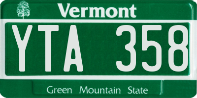 VT license plate YTA358