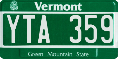 VT license plate YTA359