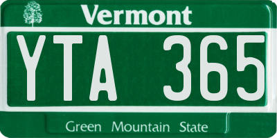 VT license plate YTA365