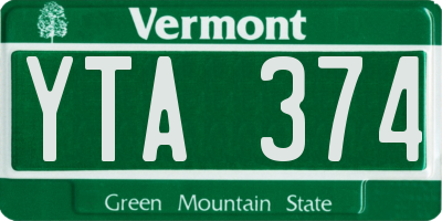 VT license plate YTA374