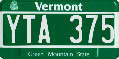 VT license plate YTA375