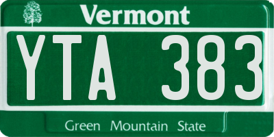 VT license plate YTA383