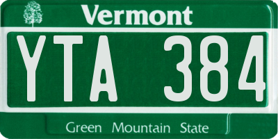 VT license plate YTA384