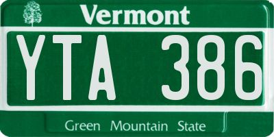 VT license plate YTA386