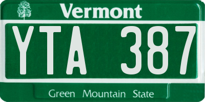 VT license plate YTA387