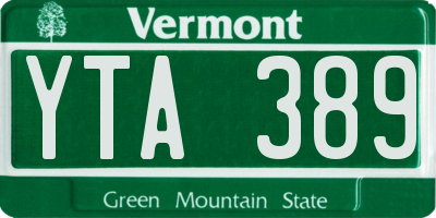 VT license plate YTA389