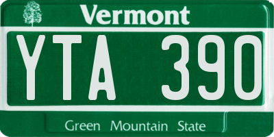 VT license plate YTA390