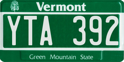 VT license plate YTA392