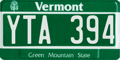 VT license plate YTA394