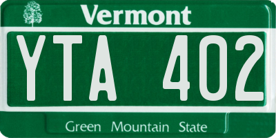 VT license plate YTA402