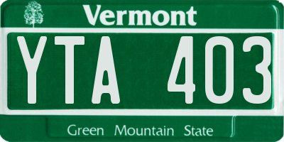VT license plate YTA403