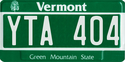 VT license plate YTA404