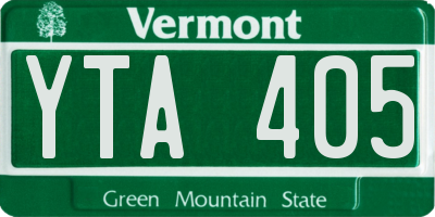 VT license plate YTA405