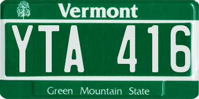 VT license plate YTA416