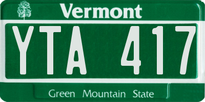 VT license plate YTA417