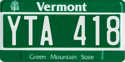 VT license plate YTA418