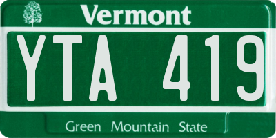 VT license plate YTA419