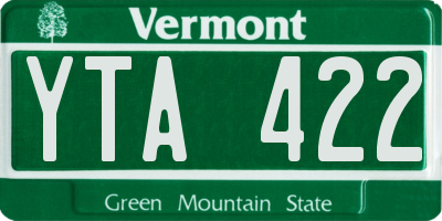 VT license plate YTA422