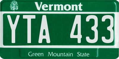 VT license plate YTA433