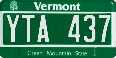 VT license plate YTA437