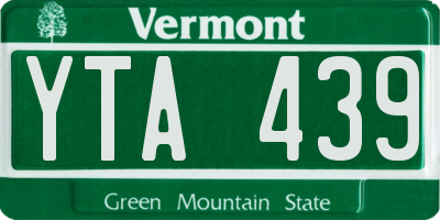VT license plate YTA439
