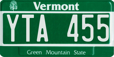 VT license plate YTA455