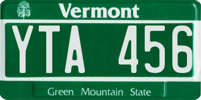 VT license plate YTA456