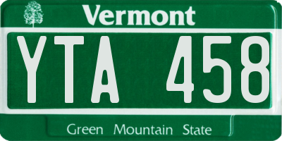 VT license plate YTA458