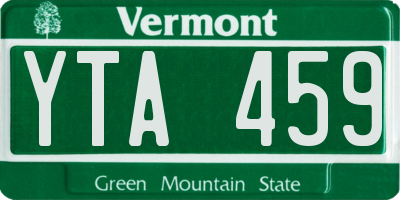 VT license plate YTA459